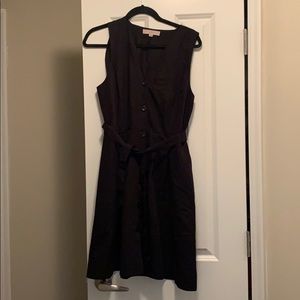 LOFT black dress with buttons and tie belt